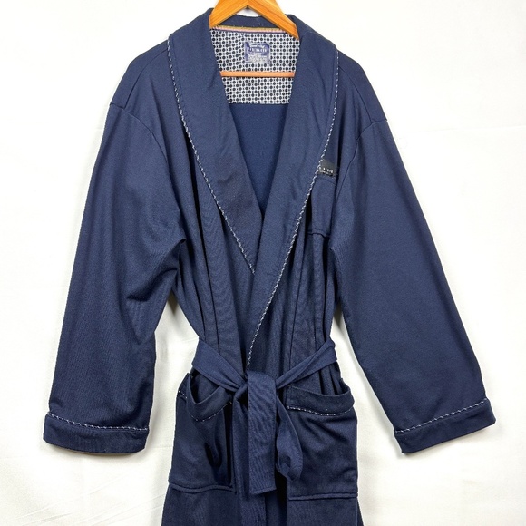 Ted Baker London Men Long Sleeve Shawl Collar Robe Sz L/XL Pockets Belted Lounge - Picture 2 of 13